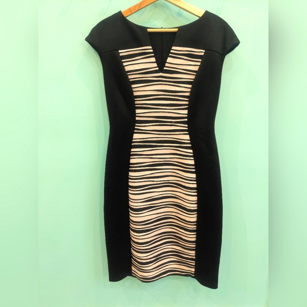 Black and pink sheath dress